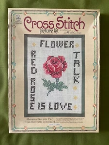 NEW VINTAGE 70S CRAFT MASTER RED ROSE CROSS STITCH PICTURE KIT 45701 - Picture 1 of 2