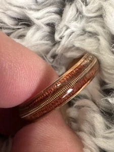 Beautiful Stainless Steel Whiskey Barrel Guitar String Design Ring - Picture 1 of 6