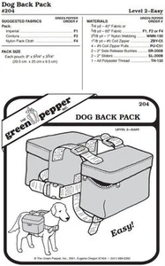 Dog Back Pack Bags #204 Sewing Pattern (Pattern Only) gp204 - Picture 1 of 1