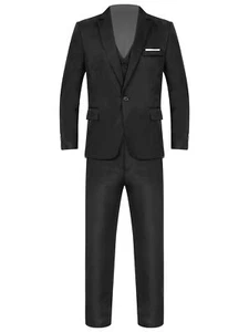 Mens 3 Piece Suit Slim Fit Business Suits 1 Button Blazer Waistcoat and Trousers - Picture 1 of 76
