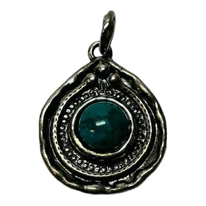 Shablool Didae Sterling 925 Silver Round Turquoise Pendant - Picture 1 of 4