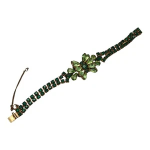 Vintage Green Rhinestones Bracelet READ - Picture 1 of 9