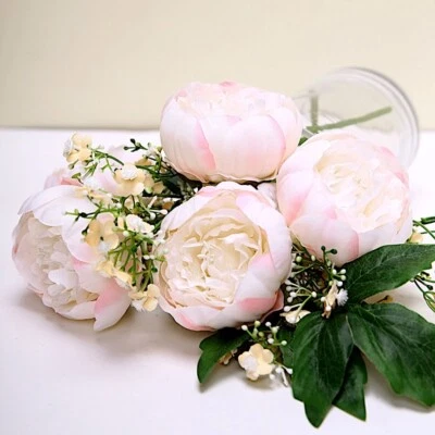 10 BLUSH 3" Faux SILK PEONY FLOWER Heads Wedding Party Events Home Decorations - Image 1 of 4