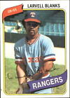 1980 Topps Texas Rangers Baseball Card #656 Larvell Blanks - Vg-Ex