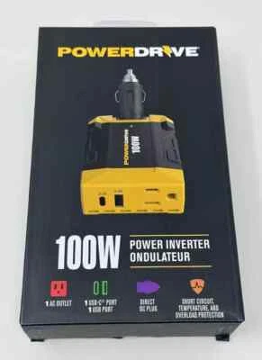 PowerDrive 100W Power Inverter Ondulateur PWD100D ~ AC/USB-C/USB port Car Travel - Image 1 of 2