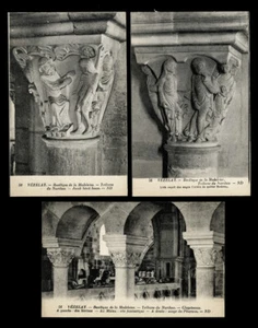 VEZELAY, grupo de postal antigua década de 1920 abadía de Sainte-Marie-Madeleine de Vézelay - Imagen 1 de 2