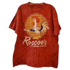 VTG Roscoes Chicken And Waffles Crewneck Short Sleeve Shirt Sz Large Red Tie Dye