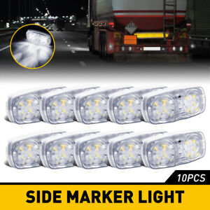 2 x 4 Double Bullseye LED White Clear Clearance Marker Lights Surface Mount new