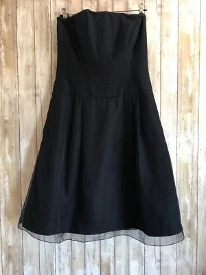 Vestido Ralph Lauren Etiqueta Negra Corsé Ajuste Acampanado Seda Dama de honor Azul Marino 6 8 10 Foto 1 de 4