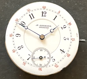 Antique R. Lannier Geneva 6s Pocket Watch Movement Running Ticks 34.2mm Swiss - Picture 1 of 4