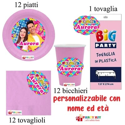 Kit 37 Pz ME CONTRO TE Addobbi Festa Piatti Bicchieri Tovaglia Personalizzato - Immagine 1 di 2