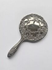 Vintage Embossed Silver Plate Hand Mirror