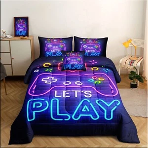 6 Pieces Gamer Bedding Set for Boys Gaming Comforter Full Size, Game Controller - Picture 1 of 5