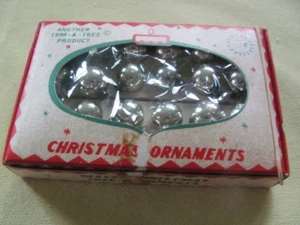 Vintage box of 24 half inch silver glass balls for small tree Trim a Tree Japan - Picture 1 of 3