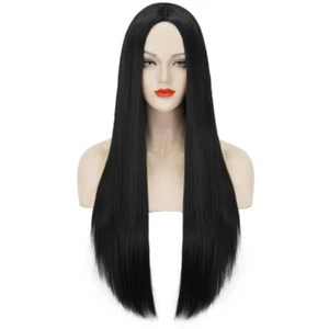 Long Straight Black Wigs for Women Middle Part Natural Looking Silk Daily Party - Picture 1 of 2