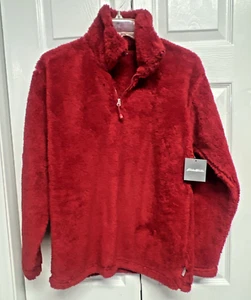 Eddie Bauer Women's Quest Plush Fleece 1/4 Zip Jacket Port size S Scarlet NWT - Picture 1 of 13