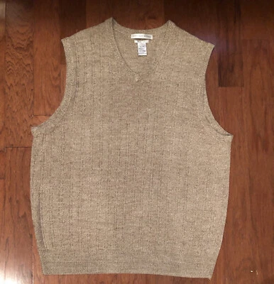 Geoffrey Beene Hombres Tostado Suéter Chaleco Súper Suave Beige Cuello en V Otoño Invierno Vacaciones Foto 1 de 3