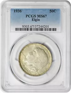 Elgin Commemorative Silver Half Dollar 1936 MS67 PCGS - Picture 1 of 2