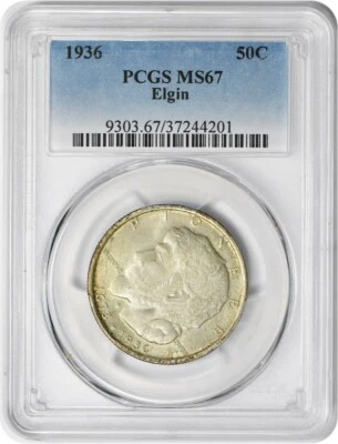 Elgin Commemorative Silver Half Dollar 1936 MS67 PCGS - Image 1 of 2