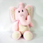 KellyBaby Elephant Animal Rattle soft plush 10in Crinkle Toy 0 MO+ Pink white