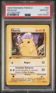 1999 Pokemon French Pikachu Base Set Holo Rare 1st Edition 58/102 PSA 10 GEM - Picture 1 of 1
