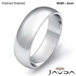 Men Wedding Band 6mm Dome Plain Polish Ring 18k White Gold 6gram Size 6 - 6.75 - Picture 1 of 4