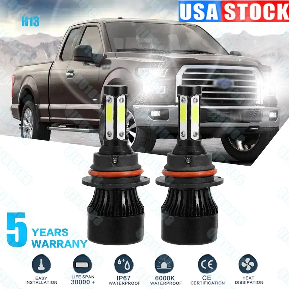 Lâmpada de farol de LED 4 lados H13 9008 para Ford F150 2004-2014 feixe alto baixo 6000K - Imagem 1 de 4