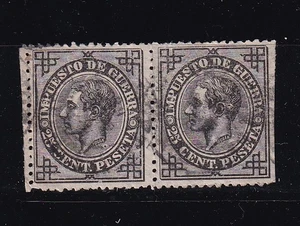 1876 - España  - Alfonso XII - Edifil 185 - Imp Guerra  -  25 c Negro - Pareja - Picture 1 of 2