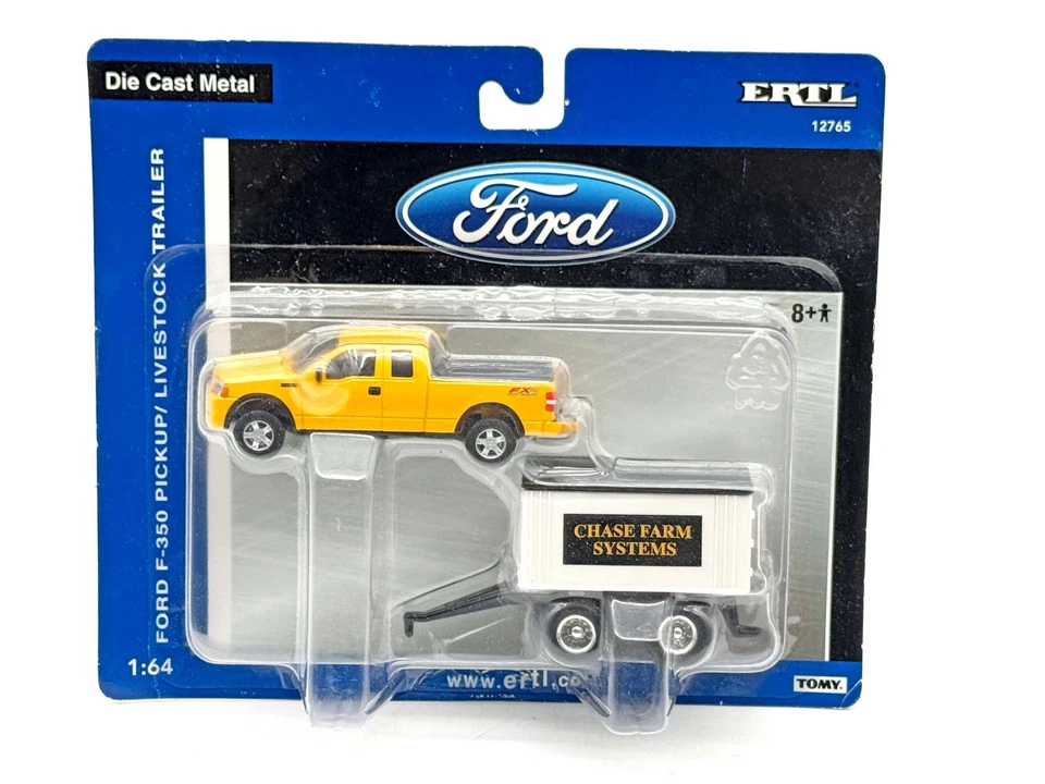 1/64 Ford F-150 Yellow Pickup Truck With Chase Farm Systems Pup Grain Trailer - Image 1 of 1