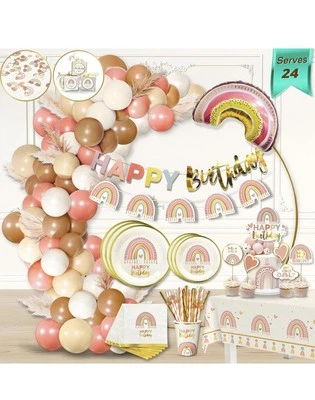 Boho Rainbow Birthday Decorations Balloon Arch Party Supplies 310 Pieces Girl - Image 1 of 4