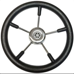 Yamaha Steering Wheel 350mm 5-Spoke Black 3/4" taper Marine YMM-24005-00 Genuine - Picture 1 of 2