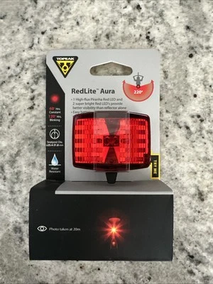 Topeak RedLite Aura Bike Light Red Wide Angle Tail Light Strobe / Steady - Image 1 of 3