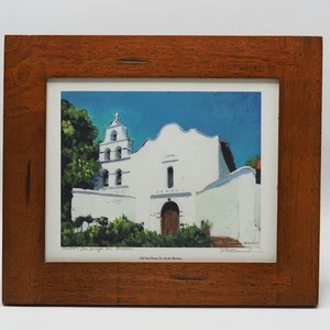 Marco impreso firmado a mano Mission San Diego de Alcalá por RD Riccoboni - Imagen 1 de 6