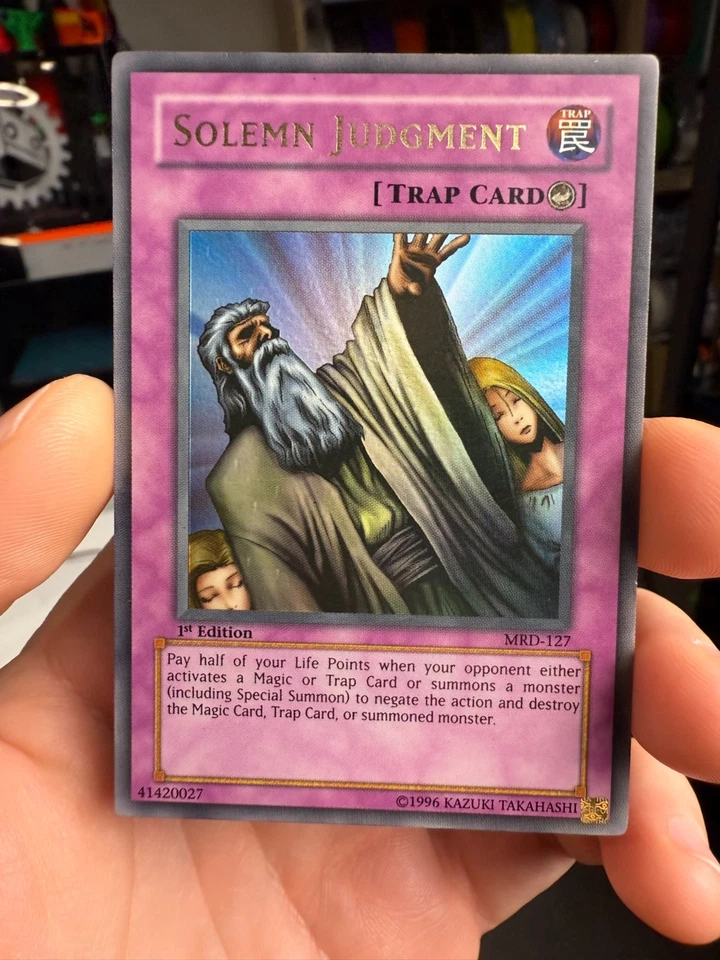 Solemn Judgment MRD-127 1st Edition Metal Raiders Yu-Gi-Oh NA - Image 1 of 4
