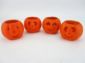 Box of 4 Pumpkin Tea Light Candle Holders Hermitage Pottery PT8133 Halloween - Picture 1 of 10