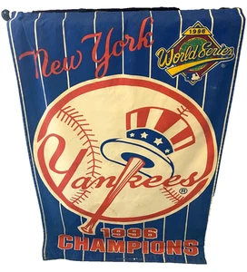 New York Yankees 1996 World Series Champions Flag Wooden Dowel HTF - Picture 1 of 5