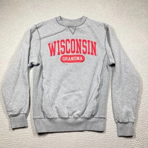 University of Wisconsin Grandma Sweatshirt Women's Small Gray Crew Neck - Picture 1 of 12
