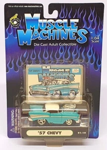 Muscle Machines Scala 1/64 71161 01-19 - 1957 Chevrolet Chevy - Acqua/Bianco - Foto 1 di 5