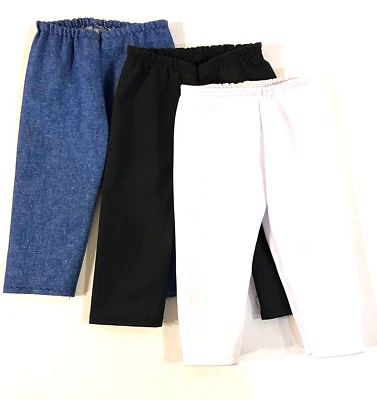 THE WISHLIST STORE Doll Clothes Lot of 3 JEANS BLACK & WHITE Leggings Pants fits 18" American Girl