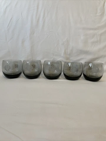 Set of 5-Vintage WASHINGTON REDSKINS And BALTIMORE COLTS Glasses Smoke Gray Cover