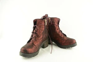 Polacchini donna stringati metallic rosso comodi con cerniera scarpa N. 37 - Foto 1 di 6