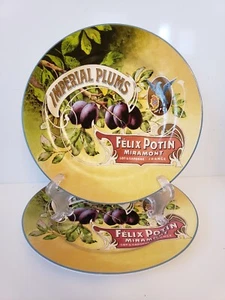 Juego de 2 Platos Etiquetas Sakura Ciruelas Imperiales Felix Potin Miramont Francia Ensalada - Imagen 1 de 3