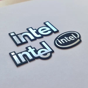 Intel - Aufkleber Etui Abzeichen Aufkleber - vollständige Intel Logo Geschichte - drei Embleme - Bild 1 von 6