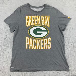 Green Bay Packers Shirt Mens 2XL XXL Heather Grey Nike Tee Dri-Fit NFL Football