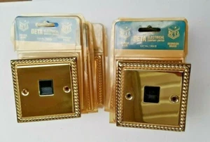 7 - DETA ROPED EDGE GEORGIAN BRASS MASTER SECONDARY TELEPHONE OUTLETS 1904 1903 - Picture 1 of 3