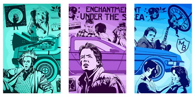 Regreso al Futuro Edición Limitada. Impresión tríptica de arte pop de 3 piezas firmada por artista Foto 1 de 4