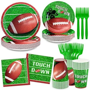 Football Party Supplies Kit, Disposable Football Dinnerware Game Day Football... - Picture 1 of 6