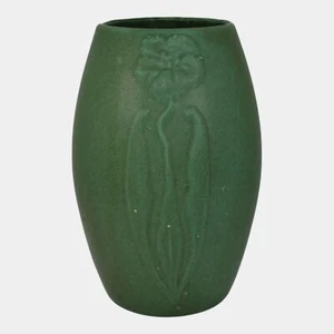 Zanesville Stoneware 1930s Vintage Arts And Craft Pottery Green Ceramic Vase 101 - Picture 1 of 6