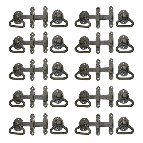 10 Door Latch Wrought Iron Black Set 5 1/2'' W Rust Resistant Gate Latch Cover