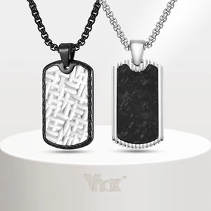 Collares con etiqueta de perro VNOX para hombre negro plata acero inoxidable militar colgante con etiqueta de perro - Imagen 1 de 9